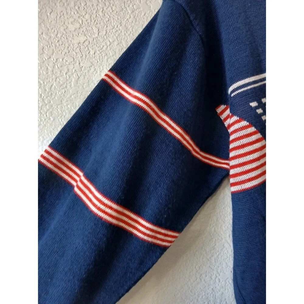 Ossi‎ Skiwear Mens Blue Geometric Knit Sweater Retro Ski Acrylic Wool Size L
